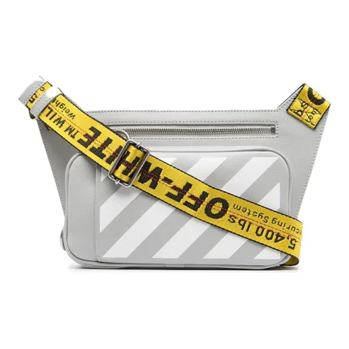 OFF Белый Кожа Бананка Средний Унисекс Бетонно-серый