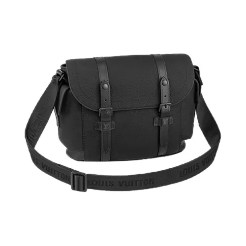 LOUIS VUITTON CHRISTOPHER Taurillon Кожа Курьерская Сумка Сумка через плечо Стандартная Мужская Черная