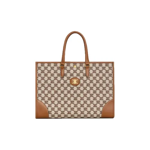 CELINE Triomphe Коровья кожа с тканевой сумкой-тоут сумка для покупок женская коричневый