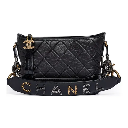 CHANEL Gabrielle Телячья кожа Рюкзак Сумка Сумка через плечо Сумка через плечо Женская Черный Золотой