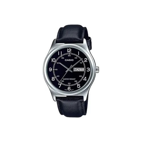 CASIO Standard Series DRESS Collection Кварцевый механизм Кожаный ремешок Часы Мужские Черный циферблат