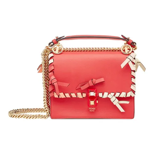FENDI Kan I Кожа Цепочка Сумка через плечо Сумка на плечо Сумка Маленькая Женская Красная