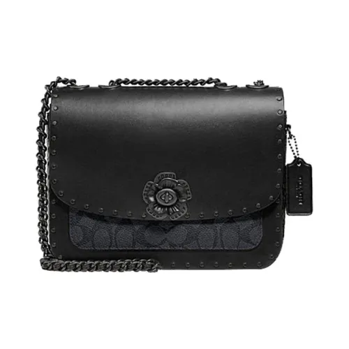 COACH Madison Кожаная маленькая квадратная сумка сумка через плечо плечевая сумка средний размер женский черный