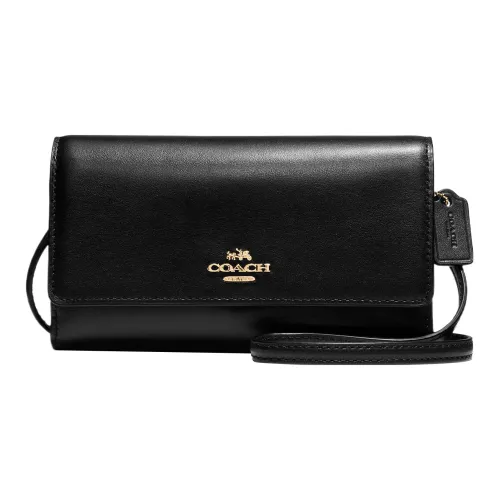 COACH Гладкая кожа Сумка через плечо с чехлом для телефона Маленькая Женская Черная