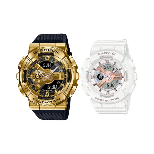 CASIO Парные часы Коллекция GM BA Коллекция Кварцевый механизм Часы Унисекс Черный циферблат GM 110G 1A9+BA 110RG 7AER