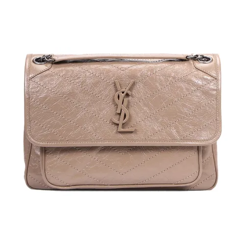 SAINT LAURENT Niki Кожа Хобо Сумка Цепь Сумка через плечо Сумка через плечо Средняя Женская Молочно-чайная