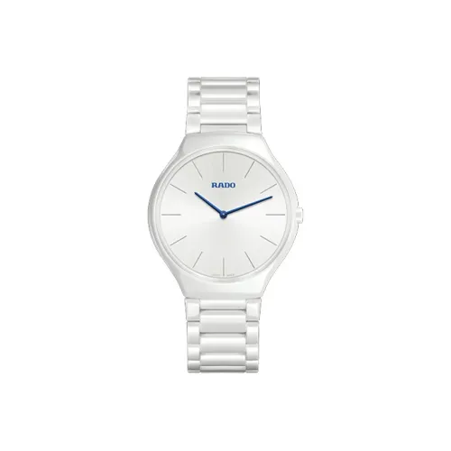 RADO True Thinline Collection Кварцевый механизм Мужские часы Часы 39 мм Белый циферблат Керамика Корпус часов Керамика Ремешок