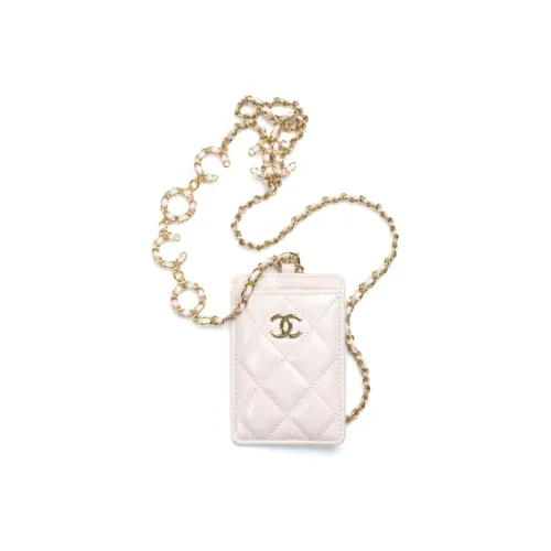 CHANEL Телячья кожа Картхолдер Сумка через плечо Ожерелье Сумочка для украшений Картхолдер Женские Светло-фиолетовый