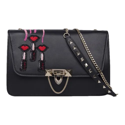 Valentino Lambskin Цепляемая Сумка через плечо Женская Черная