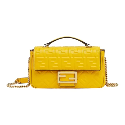 FENDI Baguette Кожа Наппа Багет Сумка Сумка Сумка через плечо Сумка через плечо Маленькая Женская Желтая