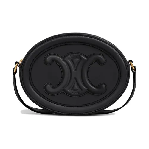 CELINE Cuir Triomphe Гладкая коровья кожа Кошелек Сумка через плечо Средний Женский Черный