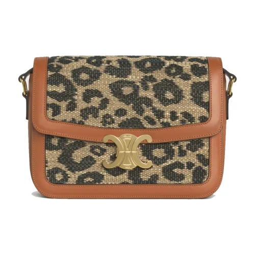 CELINE Triomphe Arc De Triomphe Ткань Коровья Кожа Сумка через плечо Средняя Женская Леопардовый принт Рыжевато-коричневый