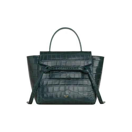 CELINE Ремень с узором крокодила тисненая коровья кожа сумка через плечо сумка женская темно-зеленый