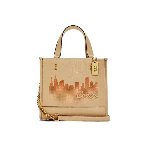 COACH Jennifer Коллаборация Кожа Тоут Сумка Сумка для покупок Сумка через плечо Сумка Маленькая Женская Бежевая Желтая