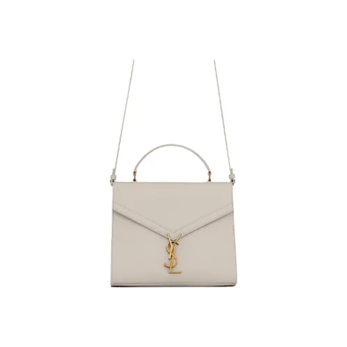 SAINT LAURENT Тисненая кожа с зернистым текстуром Сумка среднего размера Женская Белая