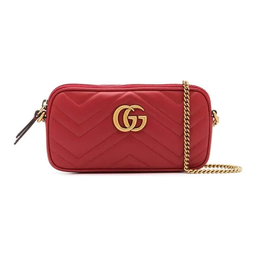 GUCCI Marmont Коровья кожа Сумка через плечо Мини Женская Красная