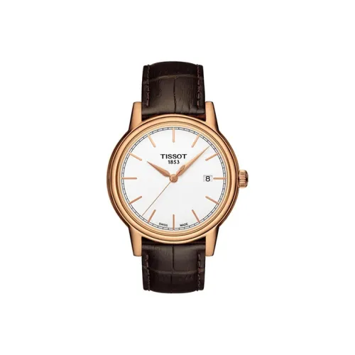 TISSOT Carson Elite Series Кварцевый механизм Мужские часы Циферблат 39,2 мм Белый корпус Нержавеющая сталь Кожаный ремешок