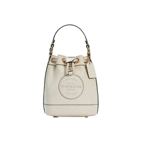 COACH Dempsey Утонченный Pebble Кожа Сумка-ведро Сумка через плечо Сумка Маленькая Женская Белая