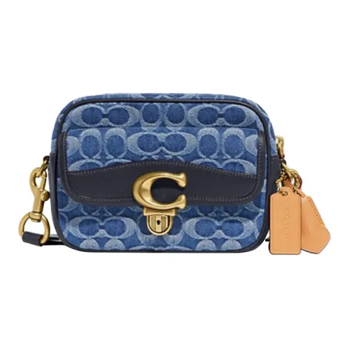 COACH Studio Denim с коровьей кожей Camera Сумка Сумка через плечо Средний Мужской Джинсовый синий