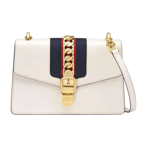 GUCCI Sylvie Кожа Сумка через плечо Сумка Маленькая Женская Белая