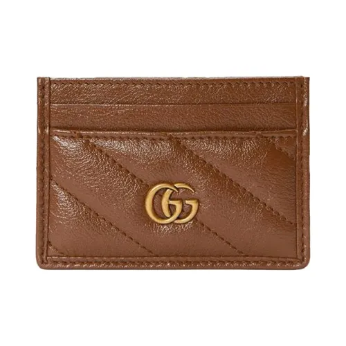 GUCCI Marmont Quilted Кожаный держатель для карт Держатель для карт Женский Коричневый