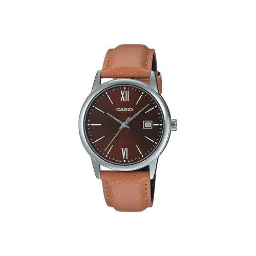 CASIO Standard Series Кварцевый механизм натуральная кожа ремешок часы для мужчин циферблат часов кофе