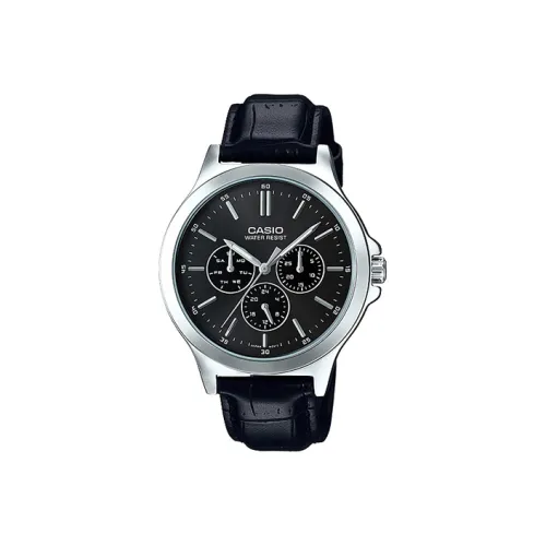 CASIO Standard Series Кварцевый механизм Естественная кожа Ремешок Часы Мужские Черный циферблат