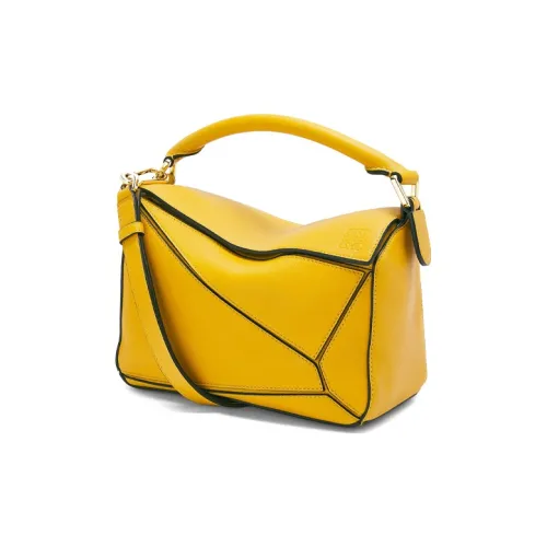LOEWE Пазл Классический Телячья кожа Геометрический Пазл Сумка Сумка через плечо Сумка Маленькая Женская Ярко-желтая