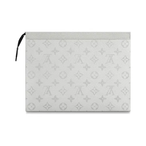 LOUIS VUITTON Pochette Voyage Коровья кожа Туалетная сумка Сумка среднего размера Мужская Белая