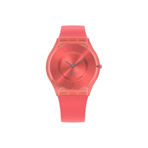 SWATCH SKIN Collection Кварцевый механизм Унисекс Часы 34 мм Розовый циферблат Часы Пластиковый корпус Часы Силиконовый ремешок