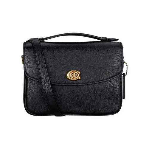 COACH Cassie Кожа Курьерская Сумка Сумка Сумка через плечо Сумка через плечо Средняя Женская Черная