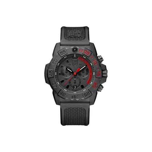 LUMINOX Кварцевый механизм Мужские часы Часы 45 мм Черный циферблат Углеродное волокно Чехол для часов Резиновый ремешок