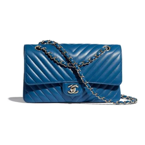 CHANEL Classic Flap CF Телячья кожа с овчиной через плечо одно плечо сумка женский синий