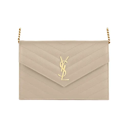 SAINT LAURENT Конверт Коровья кожа Сумка через плечо Сумка на плечо Женская Sea Salt Beige