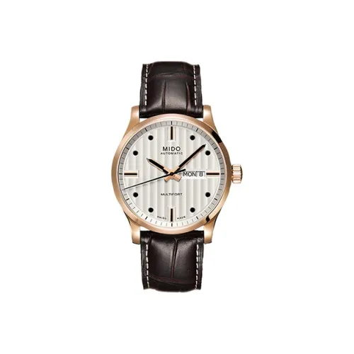 MIDO Helm Автоматический Механический Часы Мужские 42 мм Белый Циферблат Корпус из Нержавеющей Стали Кожаный Ремешок