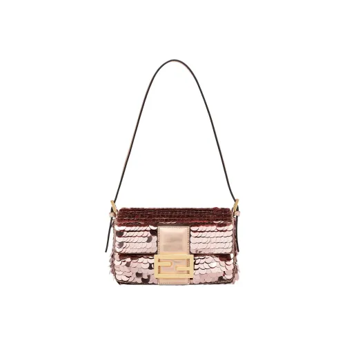 FENDI Baguette Full Вышивка Сатин Материал Baguette Сумка на плечо Женские Розовый
