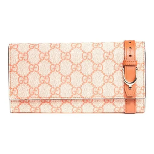 GUCCI Canvas с кожаными вставками кошелек женский оранжевый и бежевый