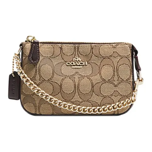 COACH NolitaWristlet Кожа Застежки-молнии Цепочка Маленькая Сумка Сумка через плечо Сумка Мини Женская Хаки