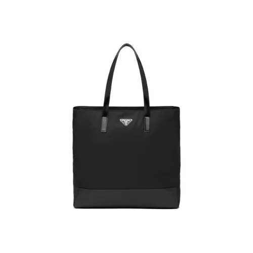 PRADA RE Нейлон Переработанный нейлон Кожа Тоут Сумка Сумка для покупок Сумка на плечо Сумка Унисекс Черный