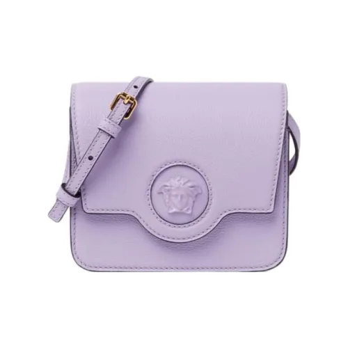 VERSACE La Medusa Телячья кожа Металлическая Бананка Сумка через плечо Женская Фиолетовая