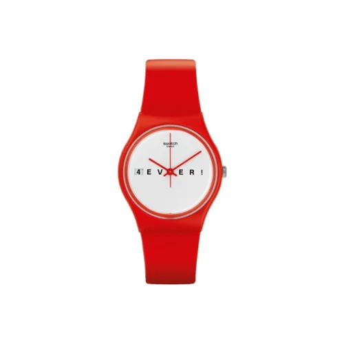SWATCH ORIGINALS Collection Кварцевый механизм Унисекс Часы 34 мм Белый циферблат Пластиковый корпус Часы Силиконовый ремешок GR404