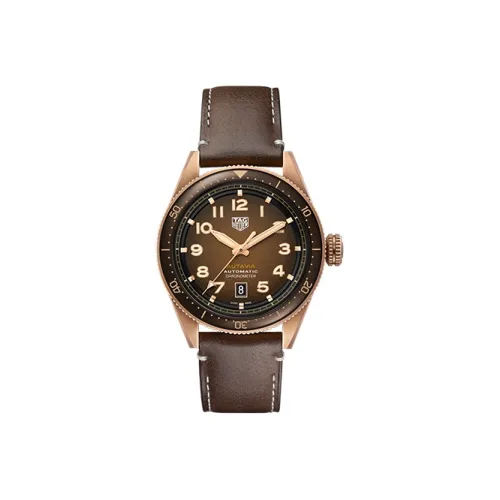 TAG HEUER Автоматический Механический Механизм Мужские Часы из Коллекции Autavia 42 мм Кофейного Цвета