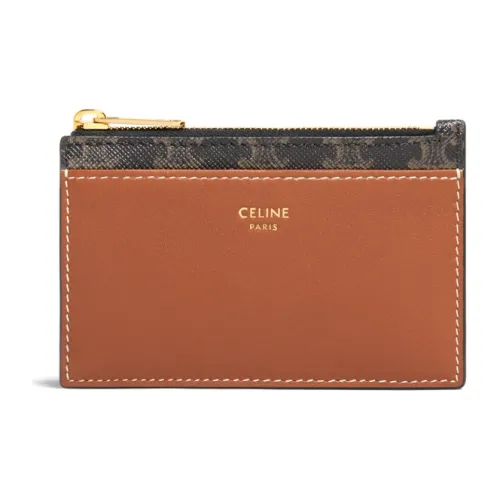 CELINE Triomphe Овчина Держатель для карт кошелек Женские Рыжевато-коричневый