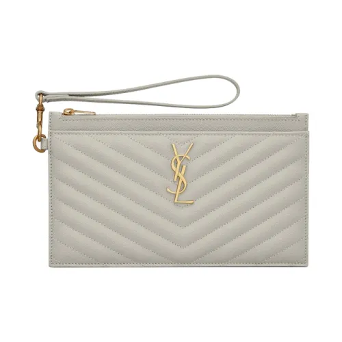 SAINT LAURENT Телячья кожа Отделение для купюр Клатч Женские Винтажный белый