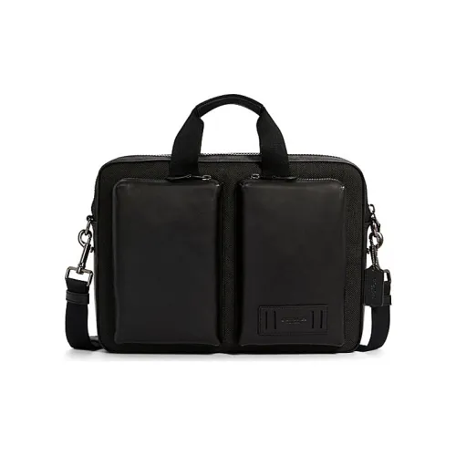 COACH Коровья кожа Сумка для ноутбука из кожи Деловая сумка Деловая сумка Сумка на одно плечо Большая мужская черная