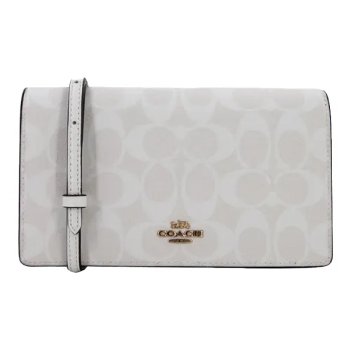 COACH Anna Холст и Кожа Сумка с клапаном Сумка через плечо Сумка на одно плечо Женская сумка Ледниковый белый