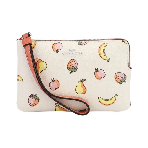 COACH Кожа Кошелек Клатч Женский Бежевый Розовый