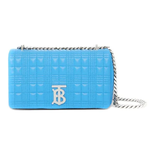 Burberry Lola Сумка Лоскутное Шитье Овечья Шкура Сумка для Хранения Портативная Сумка через Плечо Сумка на Плечо Женская Яркая Небесно-Голубая