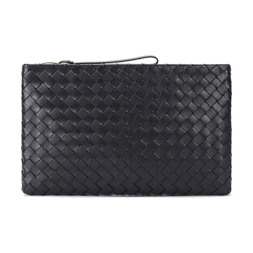 Bottega Veneta Клатч из коровьей кожи большой женский черный