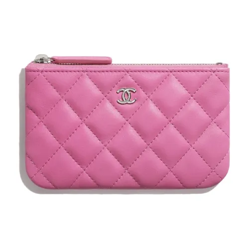 CHANEL Small Grain Тисненая Телячья Кожа Сумочка Клатч Монета Кошелек Мини Женский Розовый